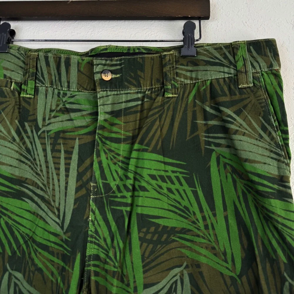 NEW King Size Big Tropical Palm Leaf Print Chino Shorts Green 44